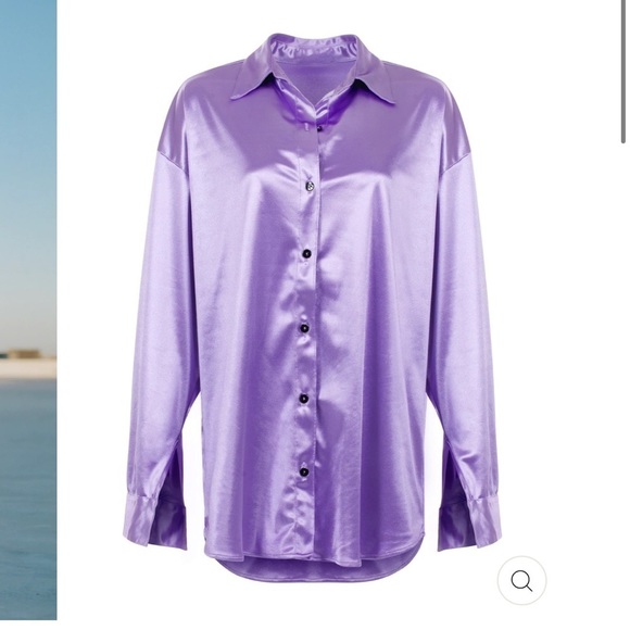 Laina Rauma Top Small XS lavender satin Club Bed Top button down blouse - Picture 11 of 12